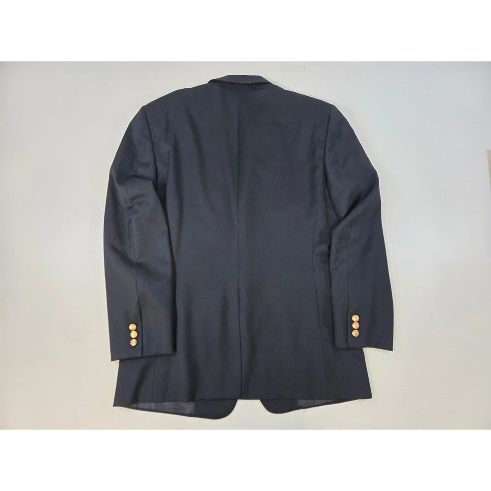 Hickey Freeman Barneys New York‎ Navy Wool Blazer Boardroom Gold Buttons 42R USA